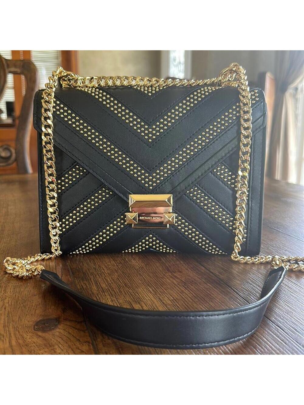 Michael Kors | Whitney Black & Gold Studded Shoulder Bag | NWOT | 0762